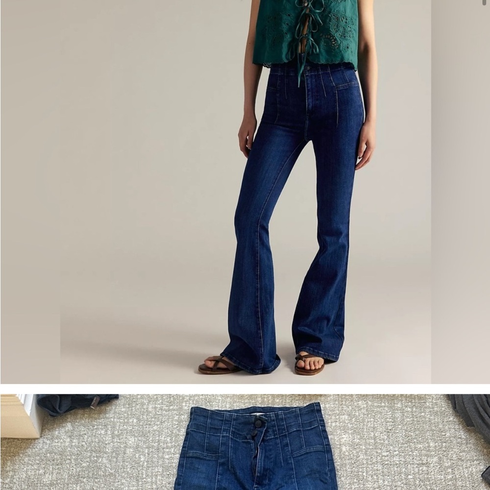 Free People Dark Blue Flared Jeans